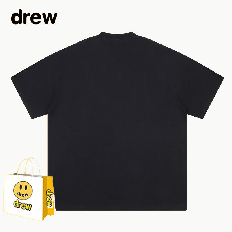 Drew T-shirts Smiley Face Short Sleeve Loose round Neck Short Sleeve